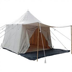 Novedosa Carpa de Lona Inclinada para Pared, 10x10x10 Pies, con Toldo, Ventana Trasera, Puerta Individual, Metálica, para Cuatro Estaciones, de Tela de Algodón Repelente al Agua - Product Image 1