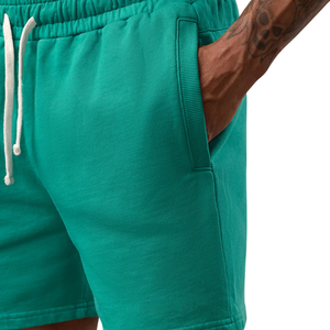 Mens Green Washed Sweat Shorts Elastic Waist Drawstring Casual Gymwear Gym Workout Sportswear Activewear Shorts for Men - Product Image 6