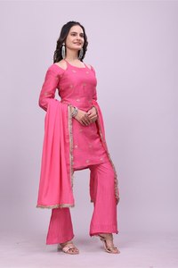Conjunto de Salwar Kameez Rosa Bordado, Vestido Étnico para Mujer, Traje para Boda o Fiesta Pakistaní - Product Image 2