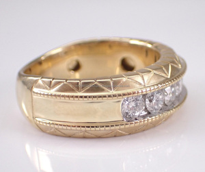 Anillo de boda para hombre chapado en oro con engaste de circonitas, plata de ley 925, joyería fina gruesa para aniversario, regalo de compromiso - Product Image 5