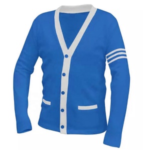 Cárdigan universitario Suéter de punto con cuello en V de manga larga para hombre con decoración de botones Suéter informal de invierno OEM - Product Image 4