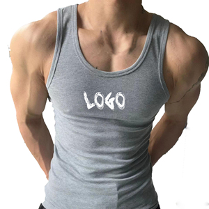 Rib Tank Top High Quality Custom Muscle Fitted Cotton Ribbed Tank Top <b>Men</b> Gym Workout Streetwear Sleeveless T-Shirt Custom - Product Image 5