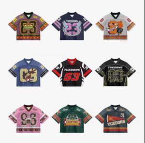 <b>Polyester</b> V Neck Hip Hop Fashion Men Sport Blank Manufacturer Oversized Cropped Custom Boxy Fit Mesh <b>T</b> <b>Shirt</b> Football Jersey - Product Image 6