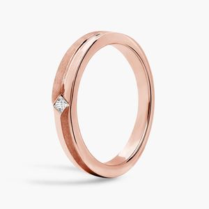 Bague solitaire pour homme en or blanc avec diamant taille princesse - Product Image 6