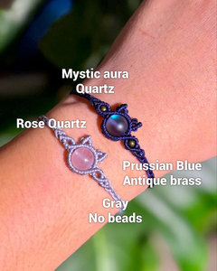 Handmade Macrame <b>Bracelet</b> Set Labradorite Rose Quartz Bohemian <b>Adjustable</b> Cord Natural Gemstone Jewelry for Women - Product Image 2