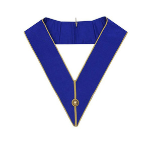 Collar Masónico Artesanal Provincial de Satén Azul Rey con Borde Dorado, Calidad de Exportación, con Adorno Dorado - Product Image 1