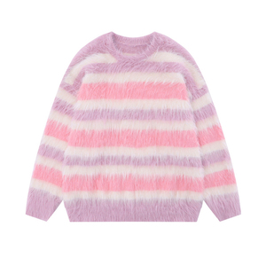 Suéter de mohair de alta calidad, jersey de invierno cálido, suéter de mohair colorido, suéter de mohair de punto jacquard afelpado. - Product Image 3