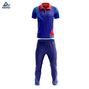 Uniforme de críquet para adultos, sublimado en colores rojo y azul contrastantes, con el mejor material suave al tacto, estilo más reciente, para venta al por mayor. - Product Image 1