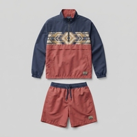 Ensemble short et veste coupe-vent léger respirant personnalisé par sublimation, 100 % polyester, pull demi-zip, survêtement homme pour l'extérieur
