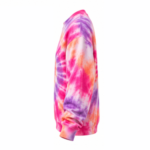Sweat-shirt tie-dye pastel en coton bouclé premium, col rond, pull-over, fournisseur en gros OEM ODM, vêtements streetwear confortables et tendance - Product Image 3