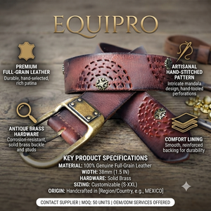 Equipro Formal Leather <b>Belt</b> with Alloy Box Frame Buckle Striped Pattern 3.5cm Width 110cm Length Durable Design - Product Image 4