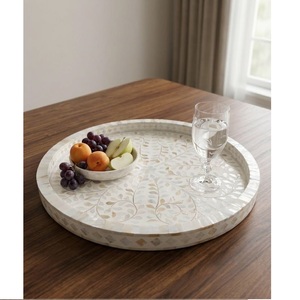 Imperial Crafted Home Handmade <b>MOP</b> Serving Tray <b>Handle</b> Geometric Pattern Horizontal Design Modern Decorative Single-piece - Product Image 3