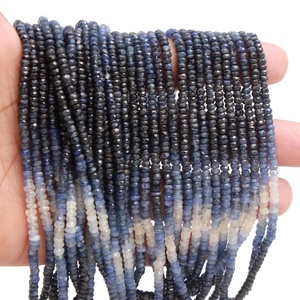 Perles en forme de rondelle à facettes ombrées en saphir bleu perles de saphir bleu Ombre pour la fabrication de bijoux - Product Image 4