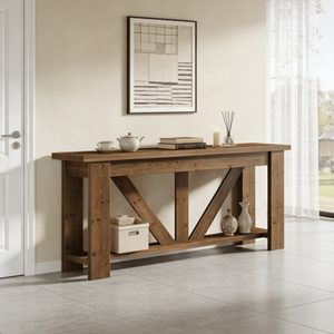 Moderna Consolle Lunga in Legno Massello per Casa, Appartamento e Hotel - Product Image 1