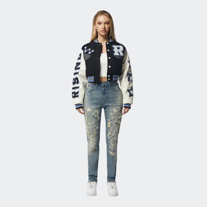Premium Quality Varsity Jacket For Women Winter Wear 100% Wool Varsity Jacket With Embroidery Working And OEM - Product Image 4