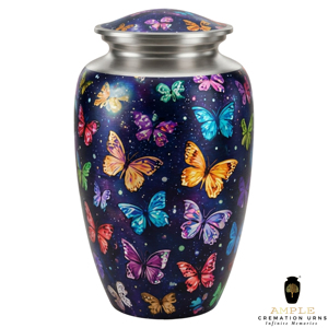 โกศบรรจุอัฐิรูปผีเสื้อหลากสีสัน สำหรับผู้ใหญ่ ทำด้วยมือจากอะลูมิเนียม สไตล์ยุโรปอเมริกัน ขนาด 220 คิวบิกอินช์ - Product Image 1