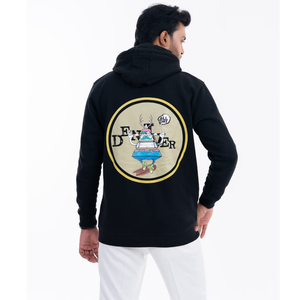 Sweat à capuche classique uni confortable et doux avec imprimé au dos en tissu polaire de haute qualité pour homme, sweat à capuche zippé imprimé pour l'hiver - Product Image 2