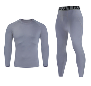 Custom <b>Tights</b> Men Fitness Set Quick Dry Compression Gym Fitness Sets Mens Compression Sport Leggings and Long Sleeve - Product Image 4