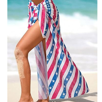 Pareo de Playa al por Mayor para Mujer, Falda Envolvente Ligera de Spandex/Poliéster de Secado Rápido con Estampado por Transferencia Térmica, Traje de Baño
