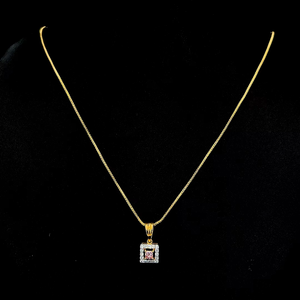 Collar con Colgante Cuadrado de Diamante Cultivado en Laboratorio con Corte Princesa y Halo, Chapado en Oro Amarillo de 9K, 0.412 Quilates, Oro Rosa, Blanco y Amarillo para Compromiso - Product Image 1