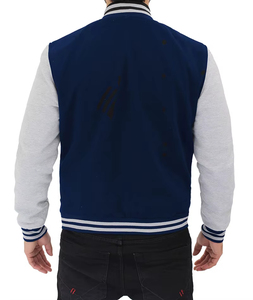 Vestes décontractées pour hommes, streetwear, veste varsity, veste bomber en cuir, style universitaire, veste streetwear tendance en cuir véritable - Product Image 2