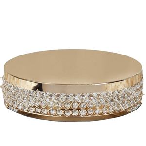 <b>Gold</b> Crystal Beaded Metal Riser Wedding Cake Stand <b>Decorative</b> Rose Design for Weddings and <b>Parties</b> - Product Image 1