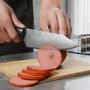 Couteau de chef artisanal en acier damas, manche en micarta noir et étui en cuir fin, couteau de cuisine, couteau à fruits - Product Image 3