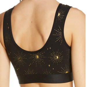 Soutien-gorge de sport sans couture en maille pour femme, noir et or, dos nageur, col rond, maintien élevé, respirant, en Spandex et Polyester, pour le yoga - Product Image 3