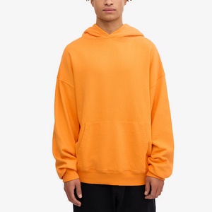 Sudadera con Capucha Naranja Extra Grande para Hombre, 100% Algodón, Felpa Francesa, Estilo Casual, Color Sólido, Diseño con Bolsillo, Ropa de Otoño - Product Image 1