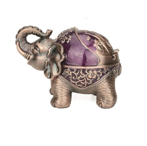 Cenicero de metal con forma de elefante y tapa, a prueba de viento, para exterior e interior, para hierbas, decoración vintage práctica - Product Image 2