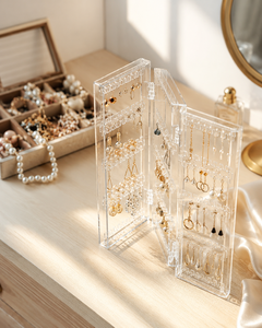 Space-Saving Foldable Acrylic Jewelry Display <b>Stand</b> Glossy Finish Customizable Size Color Freestanding Necklace Organization - Product Image 2