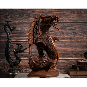 Solid Hardwood <b>Dragon</b> <b>Art</b> Sculpture Decorative Wooden <b>Dragon</b> Figurine Wholesale Premium <b>Dragon</b> Carving Wooden Home Decor - Product Image 5
