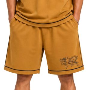 Mustard Yellow Mens Oversized <b>T</b> <b>Shirt</b> And Shorts Set Graphic Print Crew Neck Casual Streetwear Summer Two Piece Outfit Wholesale - Product Image 3