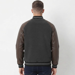 High Quality 100% Cotton Canvas Hooded <b>Waterproof</b> Body Men's Varsity Jacket Custom Front Logo <b>Warm</b> 2 Tone Winter High Street - Product Image 2
