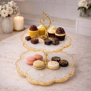 Plateforme de présentation de gâteaux en résine de designer pour pâtisserie, vente en gros - Product Image 5