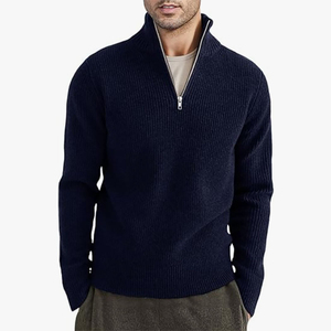 1/4 Zip Men <b>Sweater</b> Premium Thick Quarter Zip Plain High Quality Beige Quarter Half Zip <b>Sweater</b> Men Pullover - Product Image 5