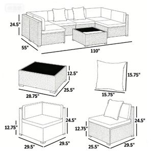 ชุดโซฟาสนามแบบแยกส่วน 7 ชิ้น สำหรับลานบ้าน คอลเลคชั่นเฟอร์นิเจอร์สวน - Product Image 6