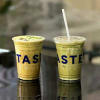 Individuell bedruckte 16-24oz klare Einwegbecher für Matcha, Boba, Milchtee, Eiskaffee, Smoothies – PET-Plastikbecher mit Deckel und Strohhalmen