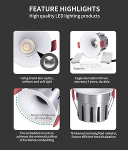 Spots LED minimalistes d'intérieur 7W 9W 12W 15W 20W, spots encastrés en aluminium à surface incurvée sans cadre - Product Image 3