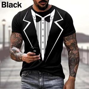Camisetas de moda para hombre Traje estampado en 3D Patrón de corbata High Street Streetwear Tops de manga corta lisos - Product Image 6
