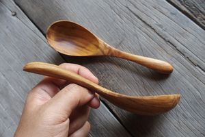 Handmade Wooden Spoons Set 2 Kitchen Utensils Dishwasher Safe High Heat Resistant Eco-Friendly Lightweight Non-Stick Food Safe - Product Image 5