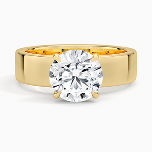 Bague de fiançailles solitaire en argent 925 plaqué or 14 carats avec moissanite ronde sertie à griffes, certifiée GRA, de Bhatiya Gems and Jewels. - Product Image 1