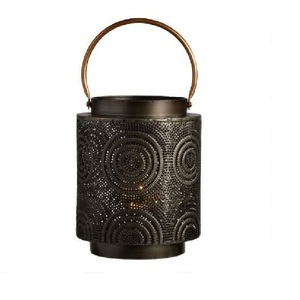 <b>Black</b> Iron <b>Lantern</b> With Vertical Slits Heat Resistant Candle Holder For Home Decoration Indoor Outdoor Use For Decor - Product Image 6