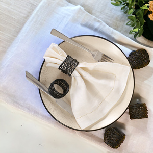 Ronds de serviette ronds en fil métallique pour centres de table de fête Unique Home Decor Rond de serviette Bois et papier avec matériau en fer - Product Image 2