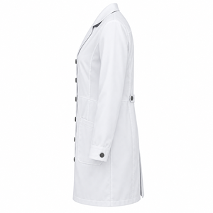 Bata de Médico Blanca Brillante con Solapa en Forma de Media Luna, Uniforme de Laboratorio Médico, Venta al por Mayor Personalizada, Ropa de Trabajo Unisex para el Sector Sanitario con Bolsillo Dividido - Product Image 4