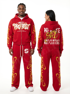 Conjunto Deportivo Unisex para Exteriores, Sudadera con Capucha de Felpa Francesa de 450 GSM con Estampado Personalizado y Pantalones de Estilo Vintage Lavado - Product Image 6