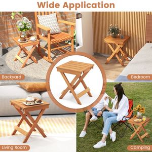 Compact 14-Inch <b>Folding</b> Outdoor <b>Table</b> with Slatted Tabletop Side <b>Table</b> - Product Image 6