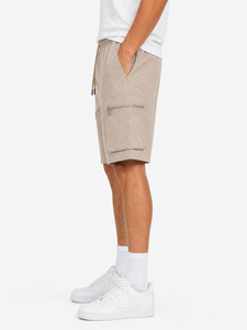 Mens Beige <b>Cargo</b> <b>Shorts</b> Elastic Waist Drawstring Summer <b>Shorts</b> Casual Utility <b>Shorts</b> Multi Pocket <b>Lightweight</b> Breathable Cotton - Product Image 2