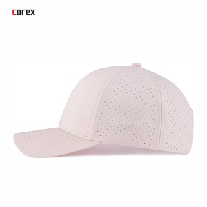 Casquette de baseball rose clair à 6 panneaux 100 % polyester ajustable respirante en maille pour l'extérieur printemps été usage décontracté - Product Image 3