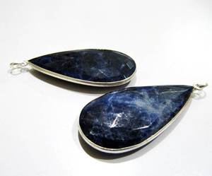 Natural Sodalite Pear Shape Briolette Faceted Connector Pendant Charms - Product Image 1